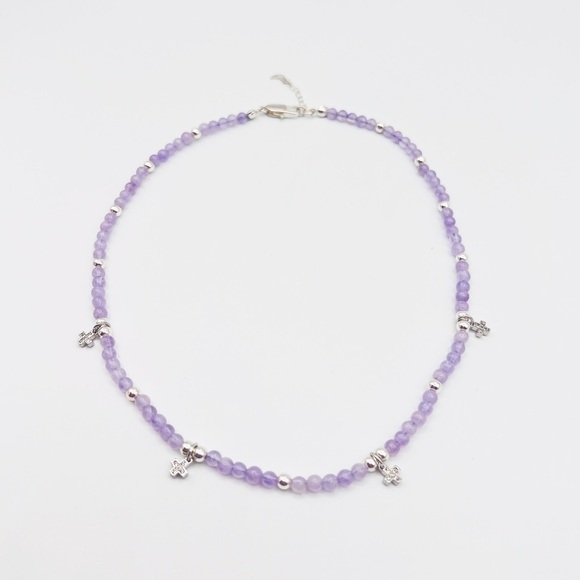 all4luv Jewelry - LAVENDER jade necklace with cz cross connectors